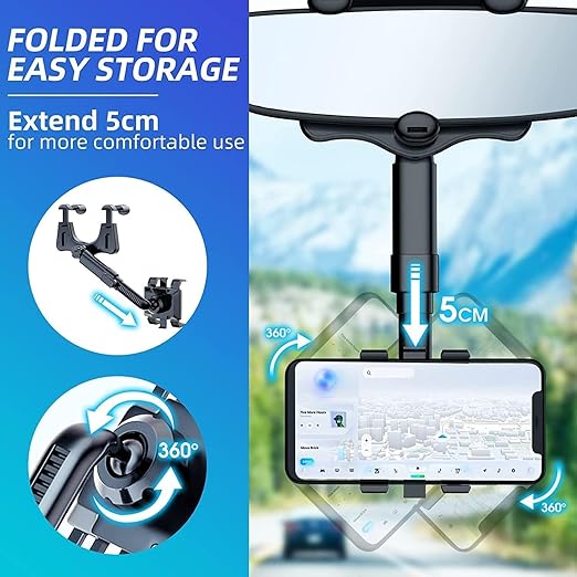 360 Rotatable and Retractable Car Phone Holder
