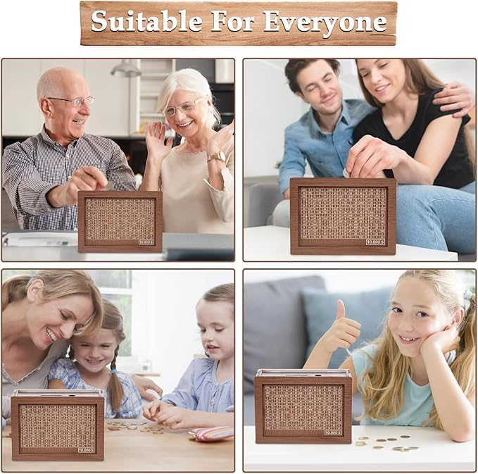 wooden piggy bank for saving money at home or office